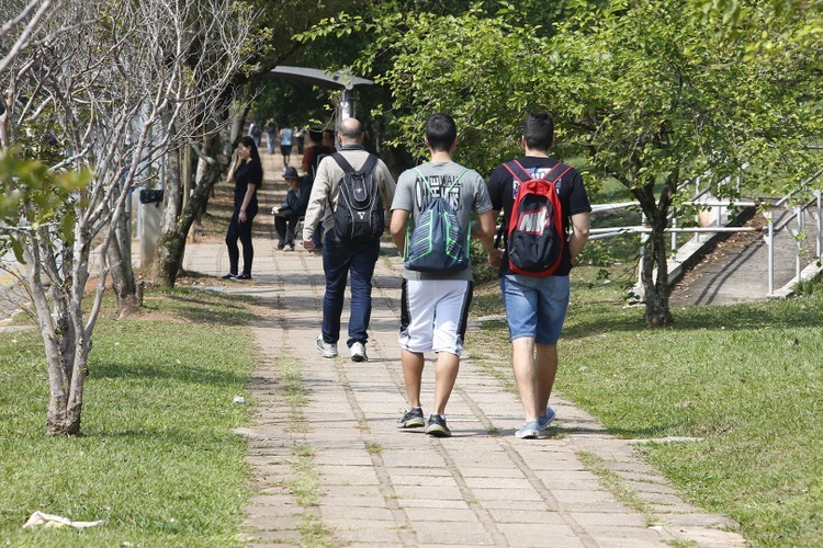 estudantes mochilas universidade